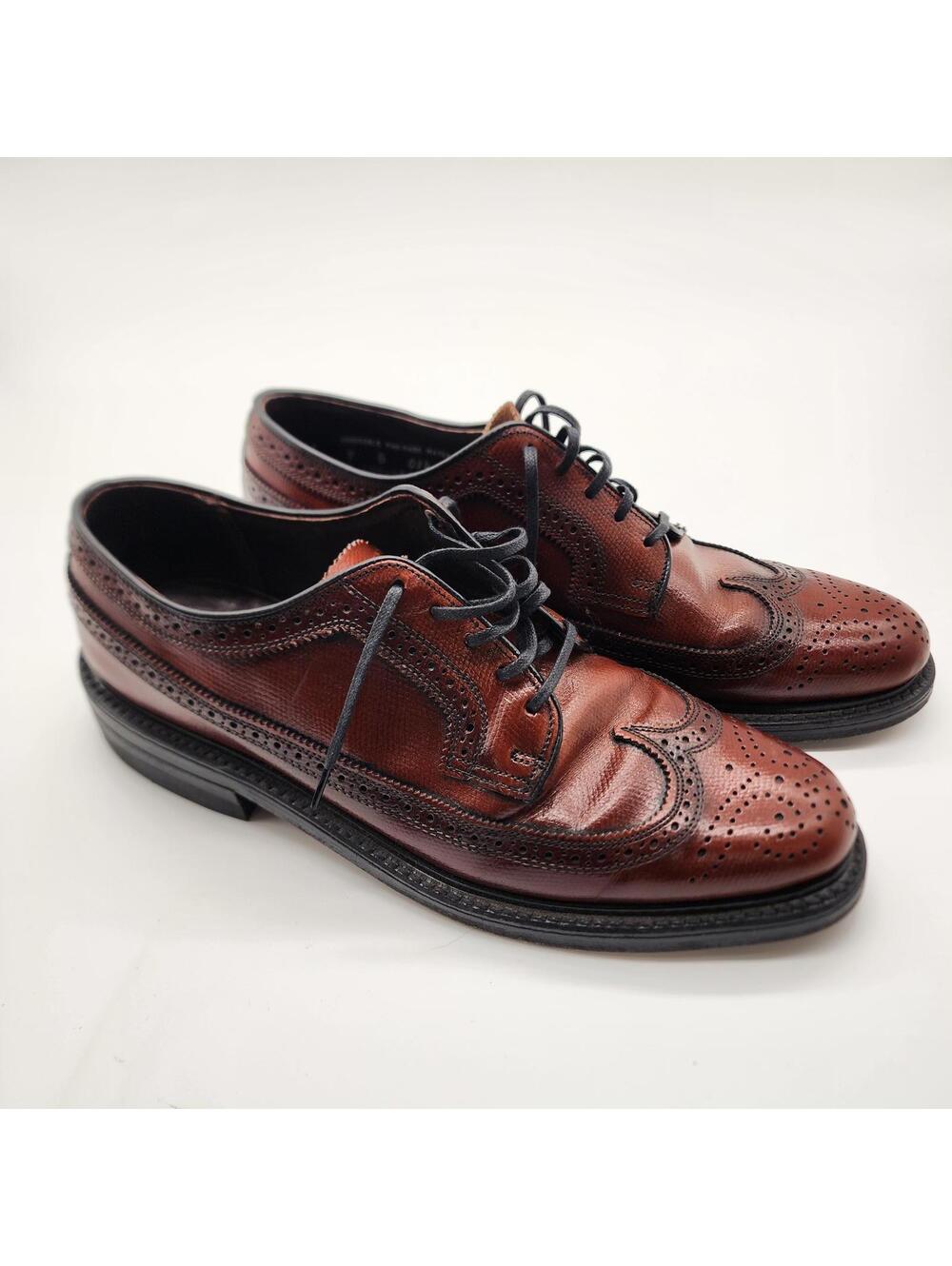 Stafford Men's Brown Leather Wingtip Oxford Dress Shoes Size 9 Classic Brogue